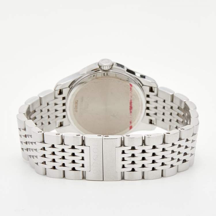 Pre Owned Gucci Mother Of Pearl Stainless Steel Diamond G-Timeless YA126504 Women's Wristwatch 27 mm