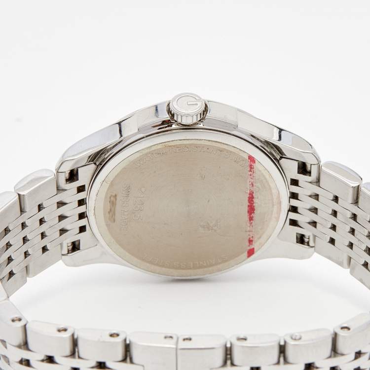 Pre Owned Gucci Mother Of Pearl Stainless Steel Diamond G-Timeless YA126504 Women's Wristwatch 27 mm