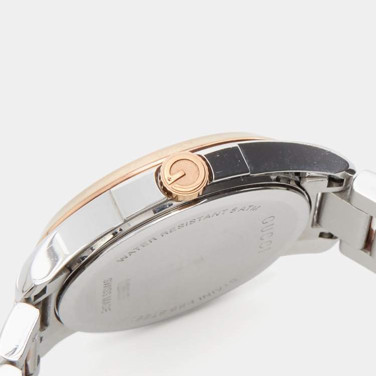 Pre Owned  Gucci Mother Of Pearl Two-Tone Stainless Steel Diamond YA126544 Women's Wristwatch 27 mm