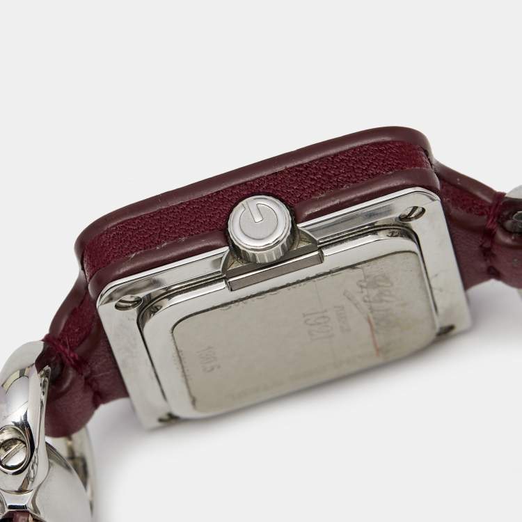 Pre Owned Gucci White Leather Stainless Steel 1921 Horsebit 130.5 Women's Wristwatch 25 mm