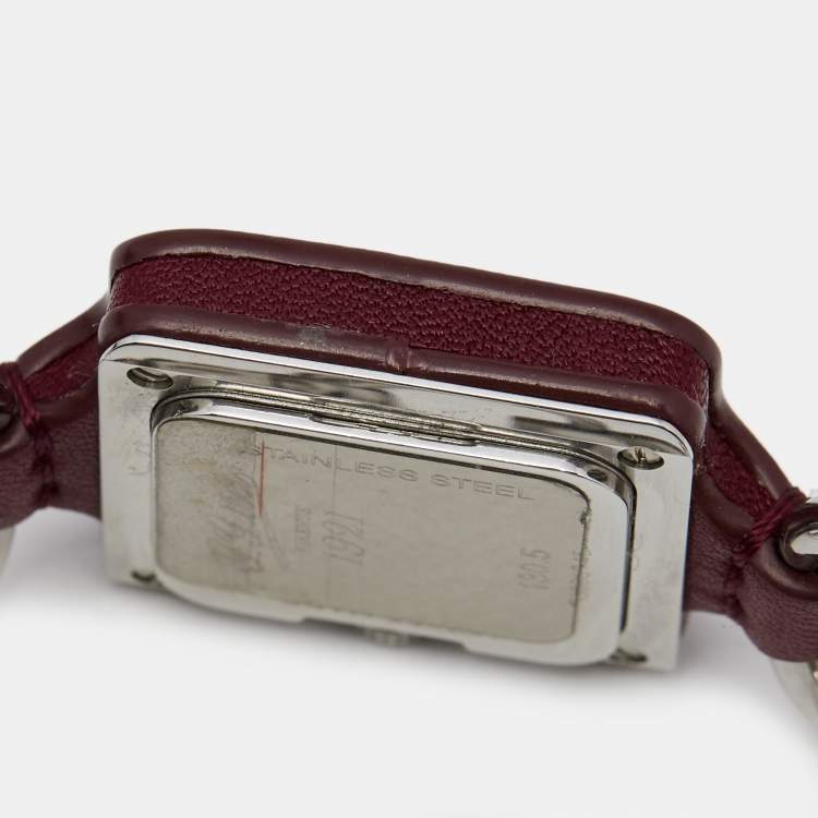 Pre Owned Gucci White Leather Stainless Steel 1921 Horsebit 130.5 Women's Wristwatch 25 mm