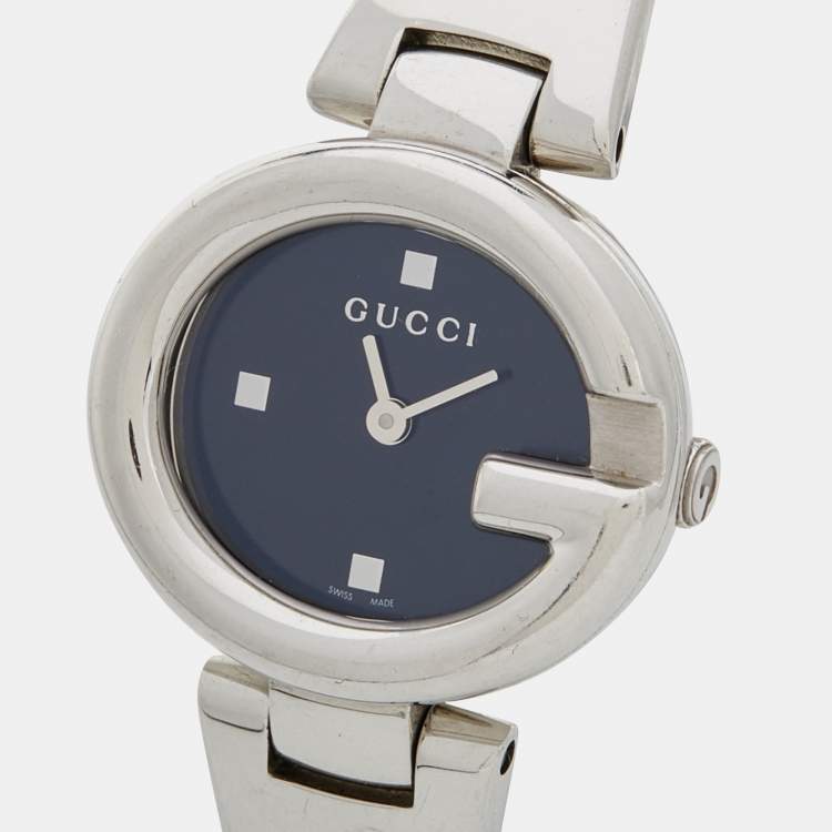 Pre Owned Gucci Black Stainless Steel Guccissima YA134501 Women's Wristwatch 27 mm
