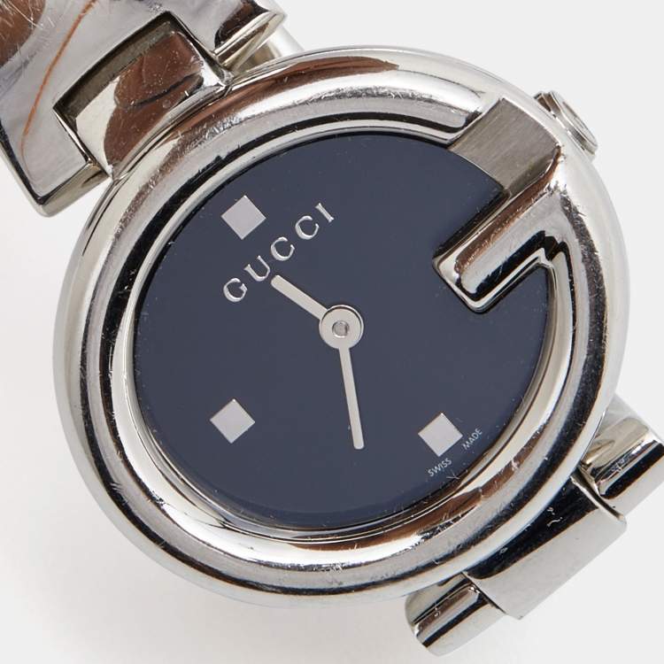 Pre Owned Gucci Black Stainless Steel Guccissima YA134501 Women's Wristwatch 27 mm