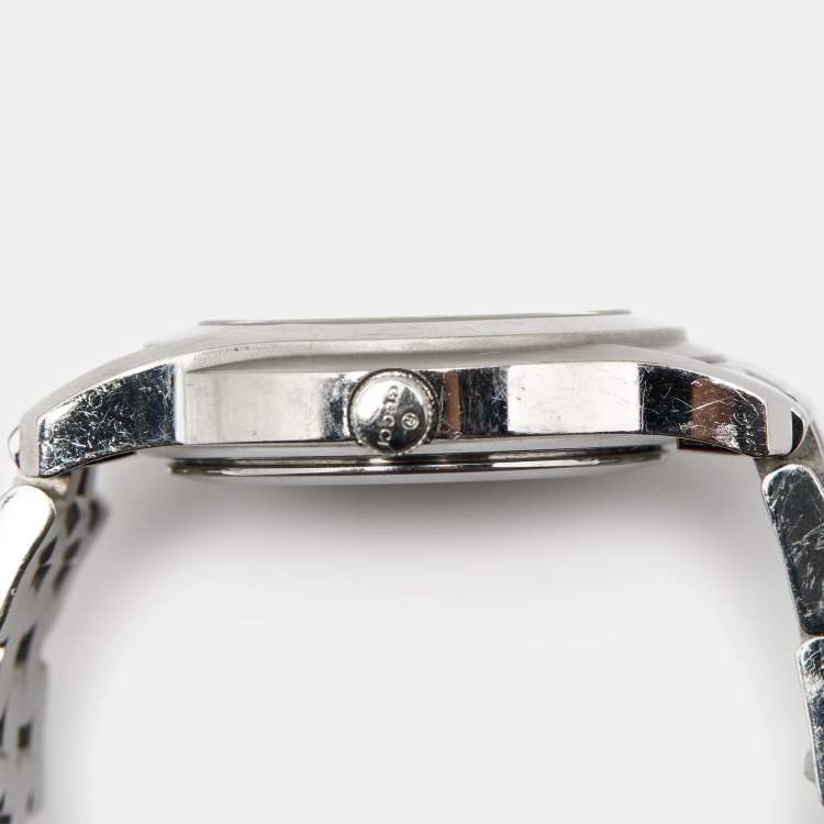 Pre Owned Gucci Brown Stainless Steel Diamond 5500L Women's Wristwatch 27 mm