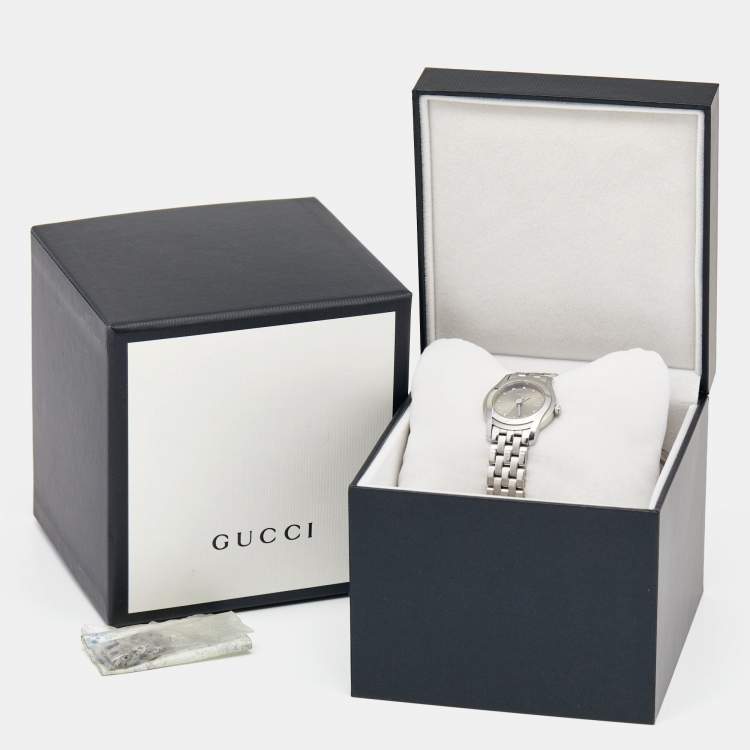 Pre Owned Gucci Brown Stainless Steel Diamond 5500L Women's Wristwatch 27 mm