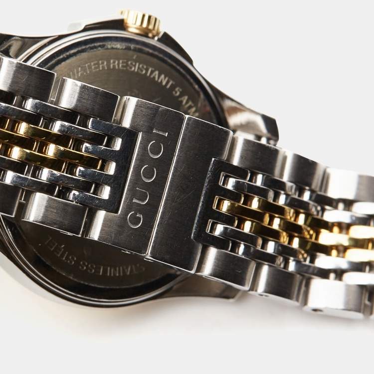 Pre Owned Gucci Silver Two-Tone Stainless Steel G Timeless 126.5 Women's Wristwatch 27 mm