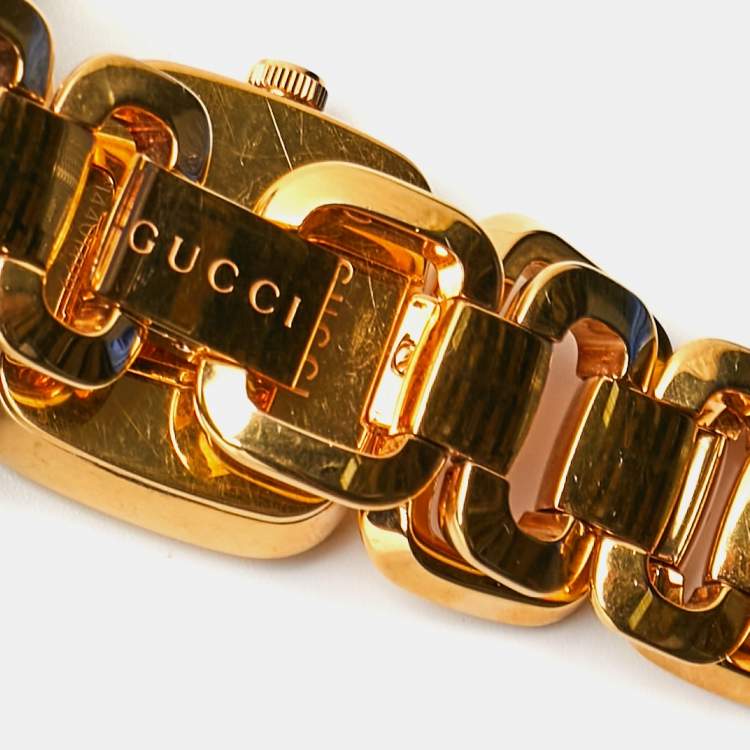 Pre Owned Gucci Mother of Pearl Rose Gold Plated Stainless Steel G-Series 125.5 Women's Wristwatch 24 mm