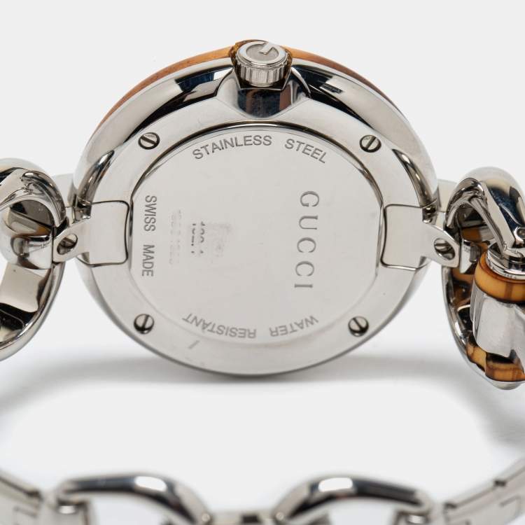Pre Owned Gucci Champagne Stainless Steel Bamboo 132.4 Women's Wristwatch 36 mm