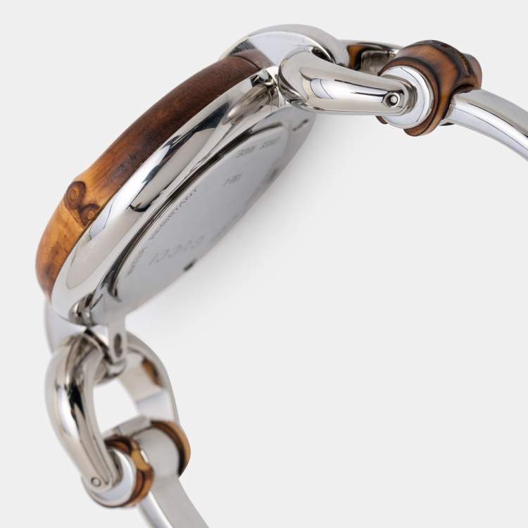 Pre Owned Gucci Champagne Stainless Steel Bamboo 132.4 Women's Wristwatch 36 mm