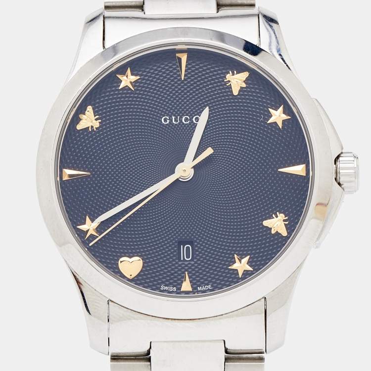 مملوكة مسبقًا Gucci Black Stainless Steel G-Timeless YA1264029 Unisex Wristwatch 38 mm 
