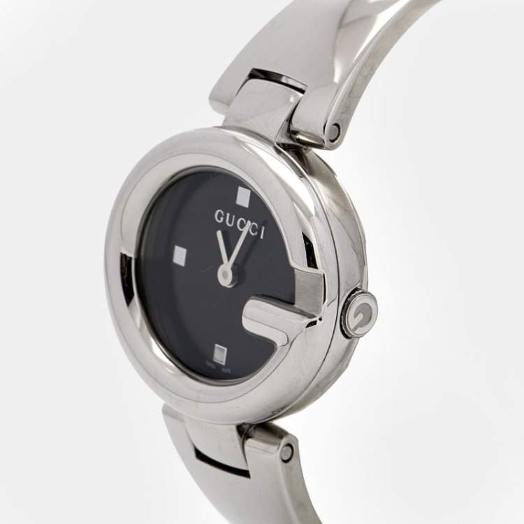 Pre Owned Gucci Black Stainless Steel Guccissima YA134501 Women's Wristwatch 27 mm