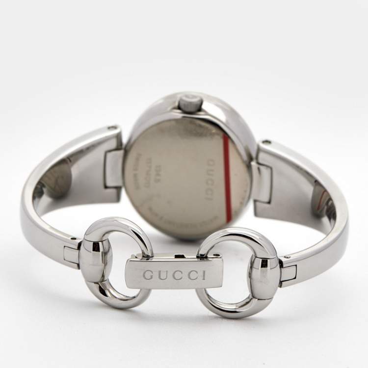 Pre Owned Gucci Black Stainless Steel Guccissima YA134501 Women's Wristwatch 27 mm