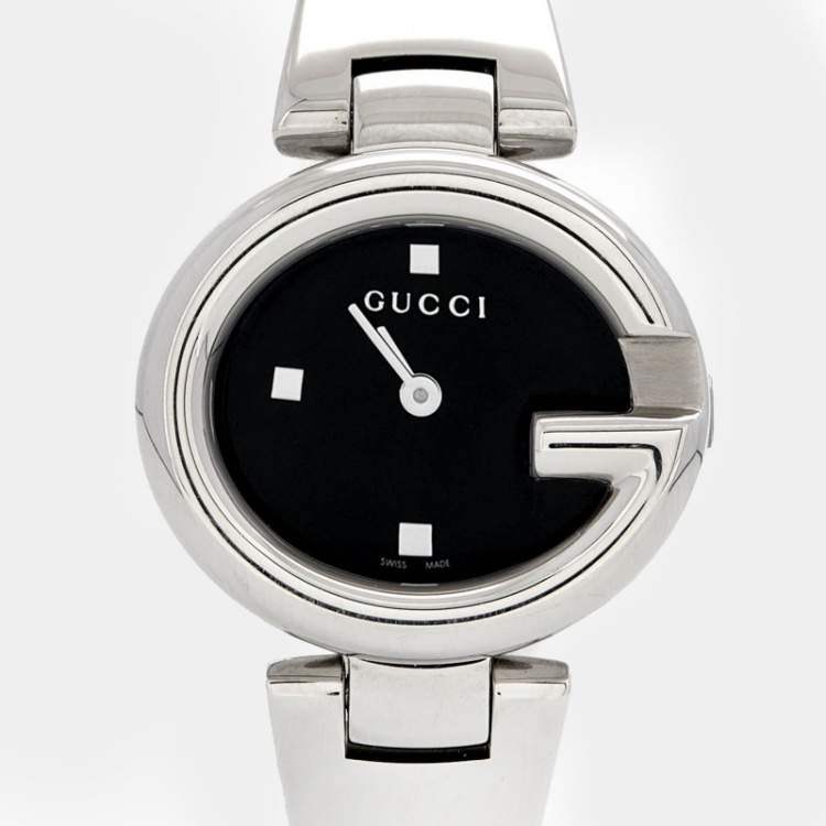 Pre Owned Gucci Black Stainless Steel Guccissima YA134501 Women's Wristwatch 27 mm