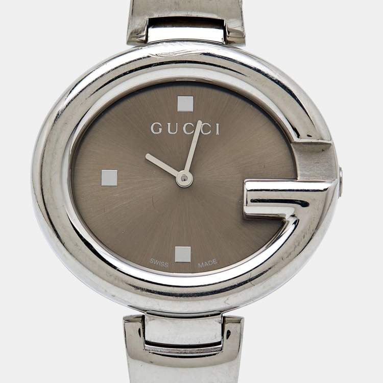 Pre Owned Gucci Brown Stainless Steel Guccissima YA134302 Women's Wristwatch 36 mm