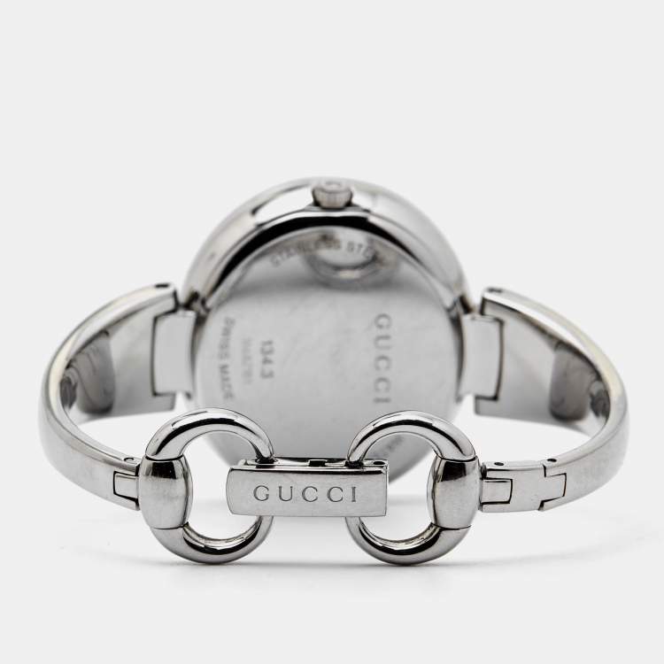 Pre Owned Gucci Brown Stainless Steel Guccissima YA134302 Women's Wristwatch 36 mm