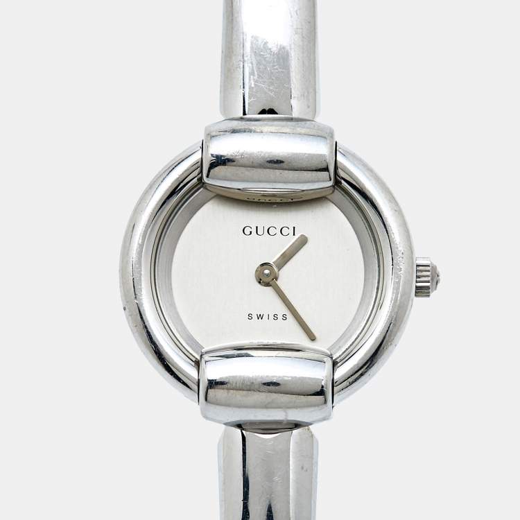 Pre Owned Gucci Silver Stainless Steel 1400L Women's Wristwatch 25 mm