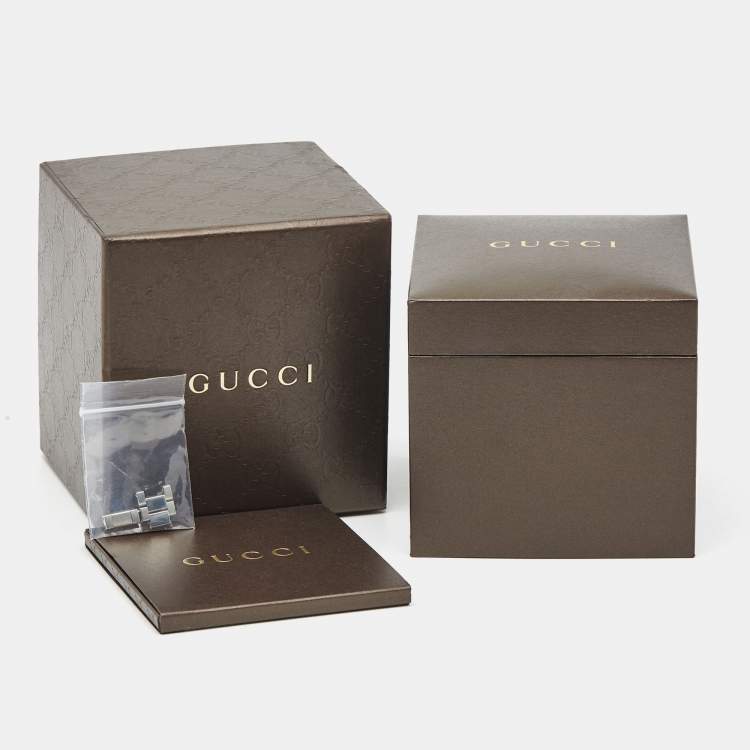 Pre Owned Gucci Silver White Stainless Steel G-Timeless 126.5 Women's Wristwatch 27 mm