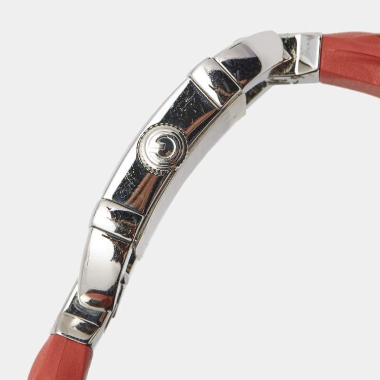 Pre Owned Gucci Multicolor Stripes Stainless Steel Rubberized Bamboo 6800L Women's Wristwatch 16 mm