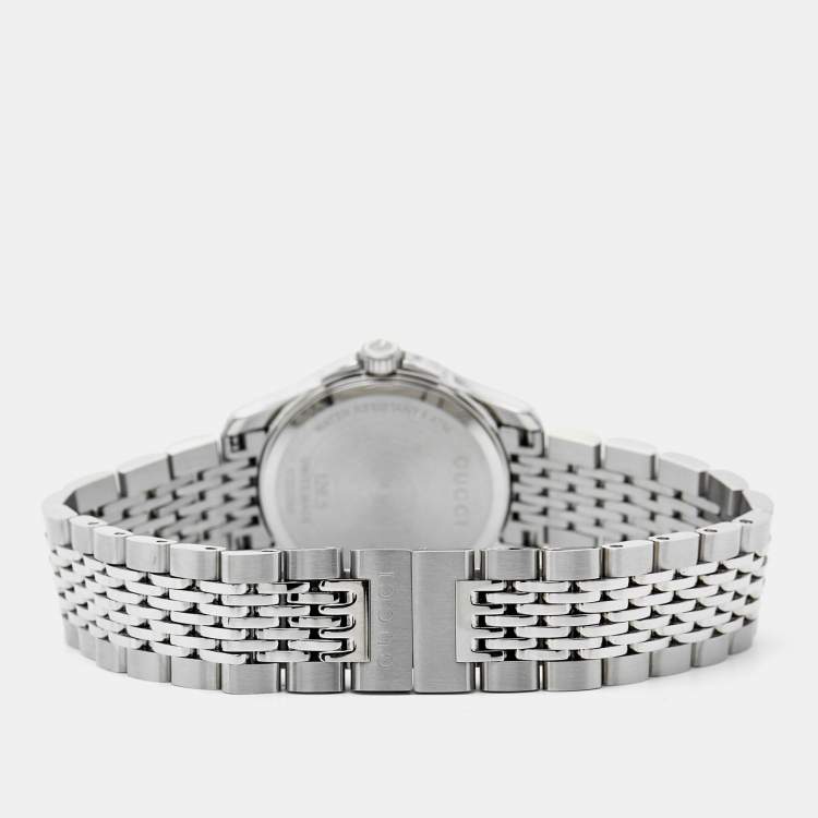 Pre Owned Gucci Mother Of Pearl Stainless Steel G-Timeless YA126508 Women's Wristwatch 27 mm