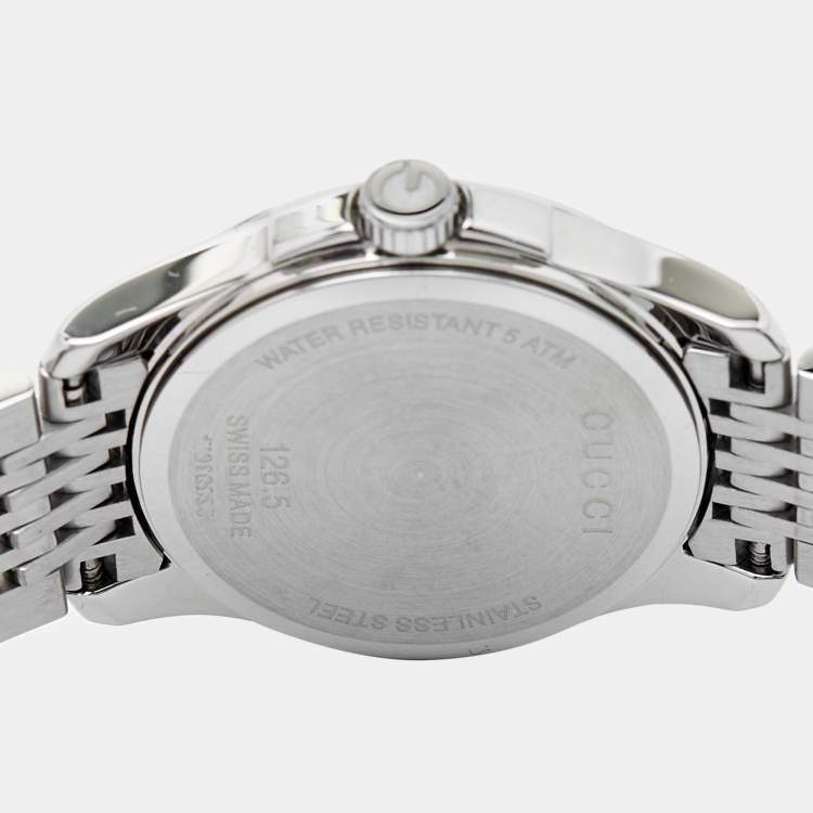 Pre Owned Gucci Mother Of Pearl Stainless Steel G-Timeless YA126508 Women's Wristwatch 27 mm