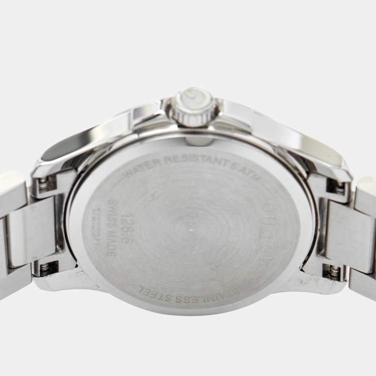 Pre Owned Gucci Mother Of Pearl Stainless Steel G-Timeless YA126543 Women's Wristwatch 27 mm