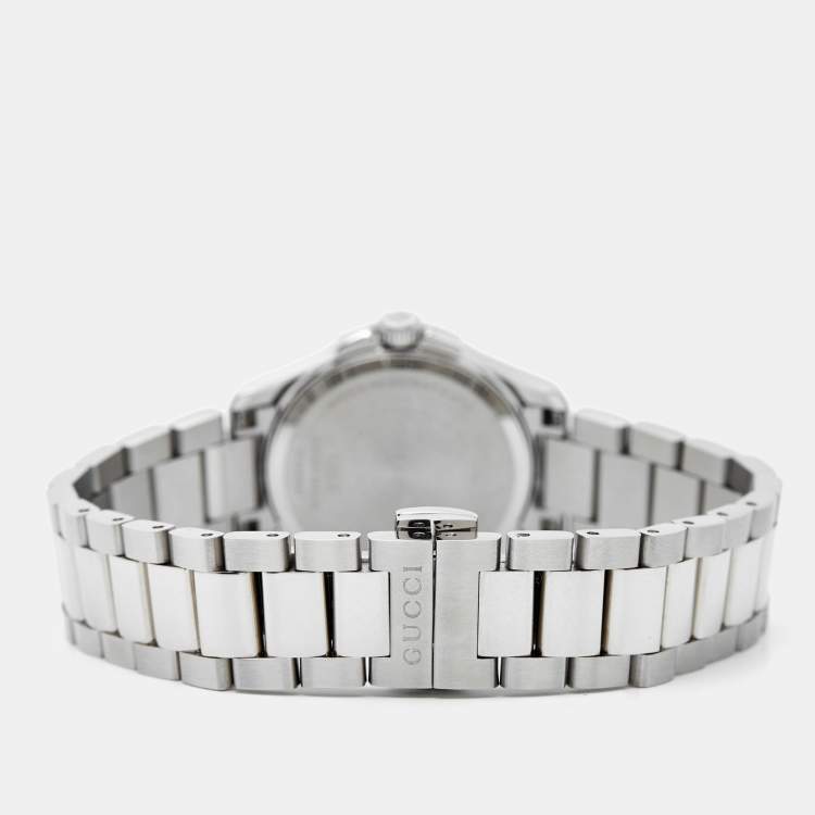 Pre Owned Gucci Mother Of Pearl Stainless Steel G-Timeless YA126543 Women's Wristwatch 27 mm