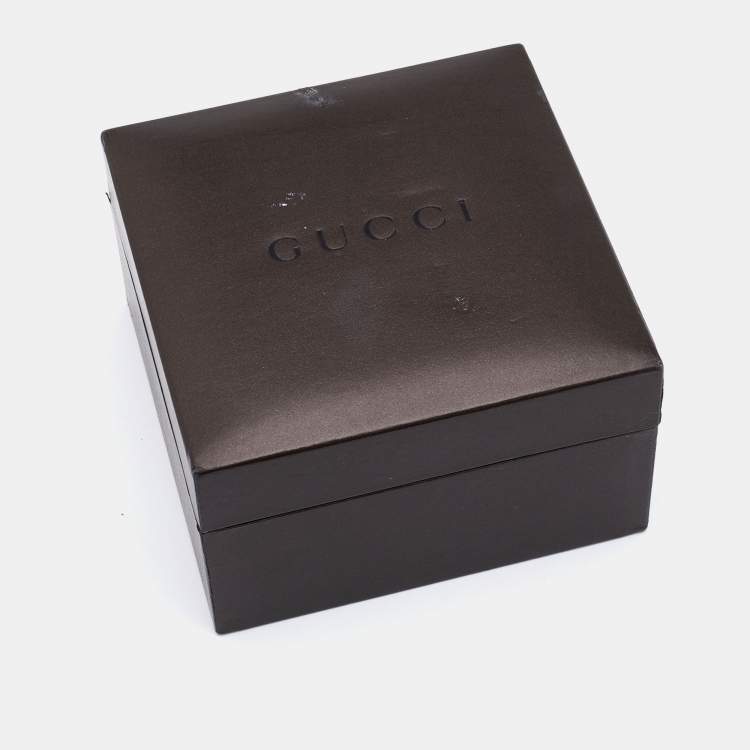 Pre Owned Gucci Silver Diamond Pave Stainless Steel Resin Bamboo 6800L Women's Wristwatch 16 mm