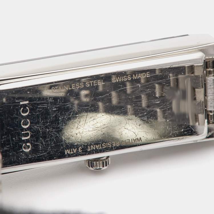 Pre Owned Gucci Black Stainless Steel G-Frame YA127504 Women's Wristwatch 14 mm