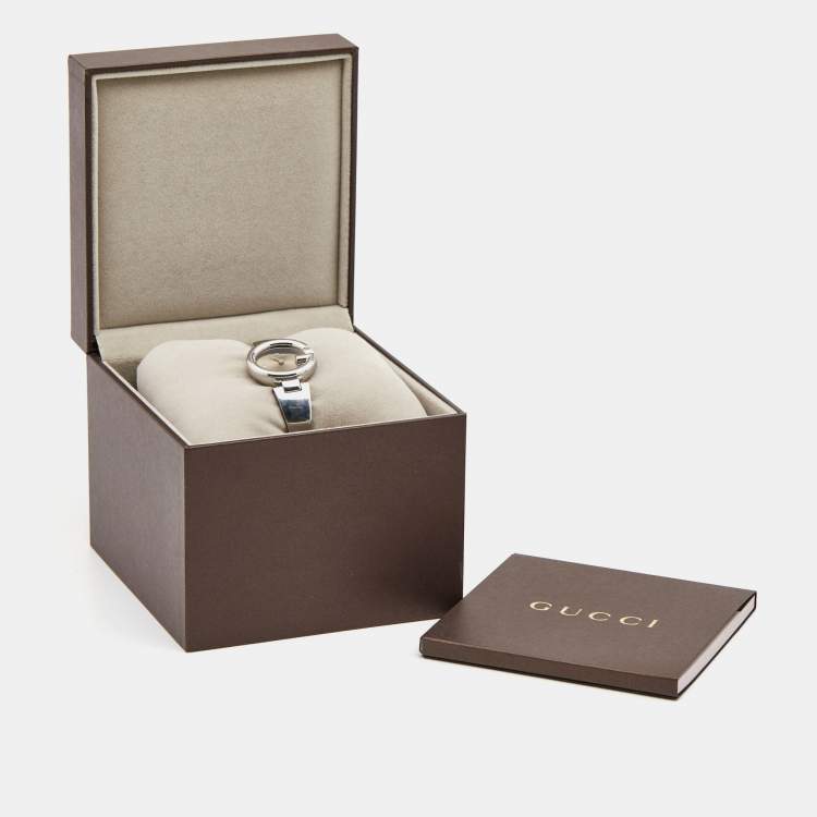 Pre Owned Gucci Brown Stainless Steel Guccissima 134.5 Women's Wristwatch 27 mm