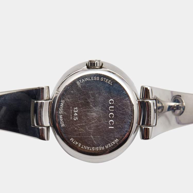 Pre Owned Gucci Brown Stainless Steel Guccissima 134.5 Women's Wristwatch 27 mm