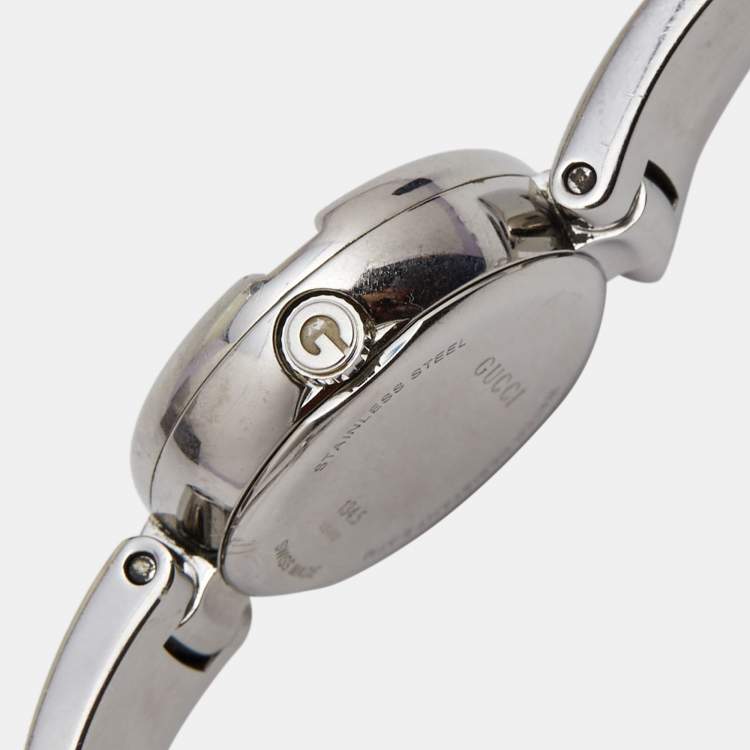 Pre Owned Gucci Brown Stainless Steel Guccissima 134.5 Women's Wristwatch 27 mm