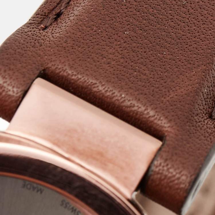 Pre Owned Gucci Brown Ion Plated Stainless Steel Leather Interlocking G 133.3 Women's Wristwatch 37 mm