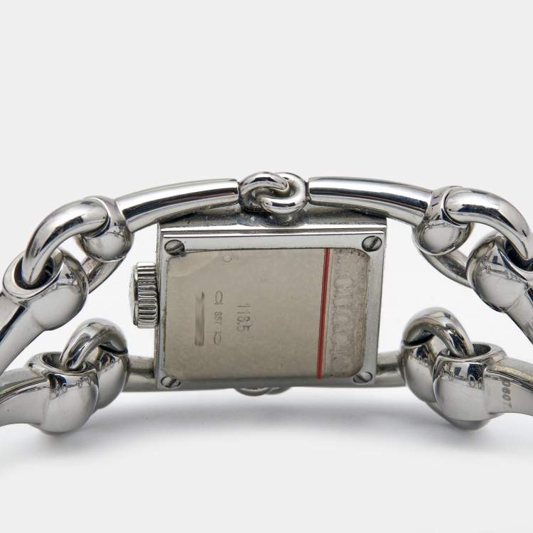 Pre Owned Gucci Silver Stainless Steel Diamonds Signoria YA116505 Women's Wristwatch 20 mm 