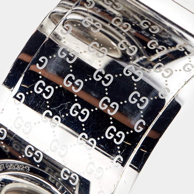 Pre Owned Gucci Bronze Stainless Steel Leather Twirl YA112433 Women's Wristwatch 23 mm 