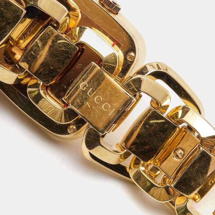 Pre Owned Gucci Slate Brown Rose Gold PVD Coated Stainless Steel G Series YA125408 Women's Wristwatch 32 mm