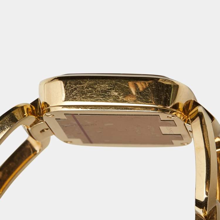 Pre Owned Gucci Slate Brown Rose Gold PVD Coated Stainless Steel G Series YA125408 Women's Wristwatch 32 mm
