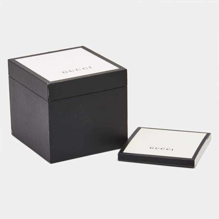 Pre Owned Gucci Black Stainless Steel Alligator Leather G-Timeless YA126469 Women's Wristwatch 38 mm