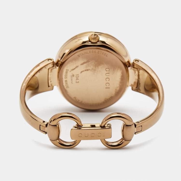 Pre Owned Gucci Black PVD Coated Stainless Steel Guccissima YA134305 Women's Wristwatch 36 mm