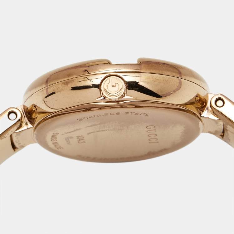 Pre Owned Gucci Black PVD Coated Stainless Steel Guccissima YA134305 Women's Wristwatch 36 mm