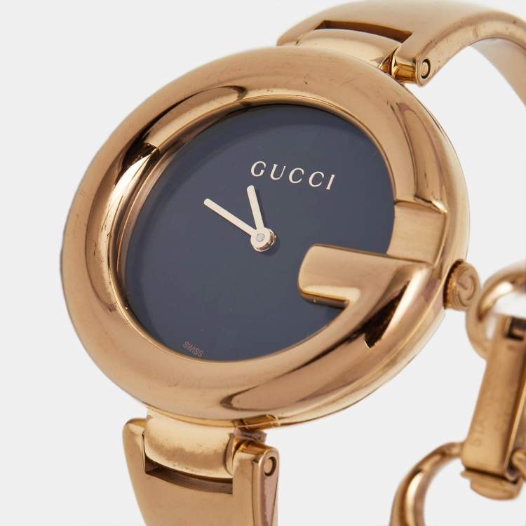 Gucci Black PVD Coated Stainless Steel Guccissima YA134305 Women's