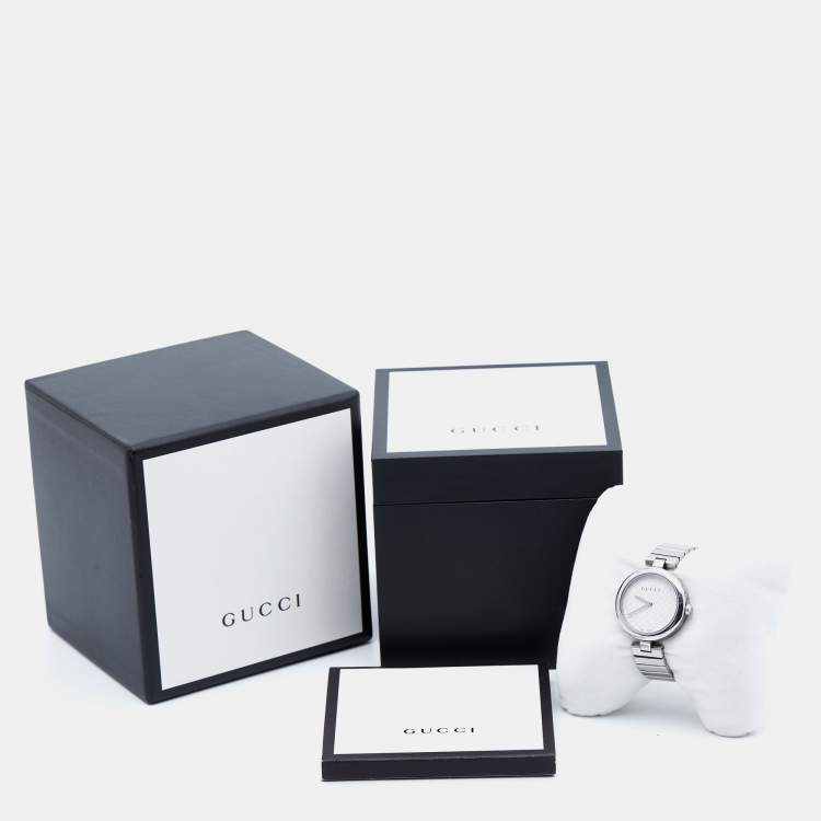 Pre Owned Gucci White Stainless Steel Diamantissima YA141402 Women's Wristwatch 32 mm