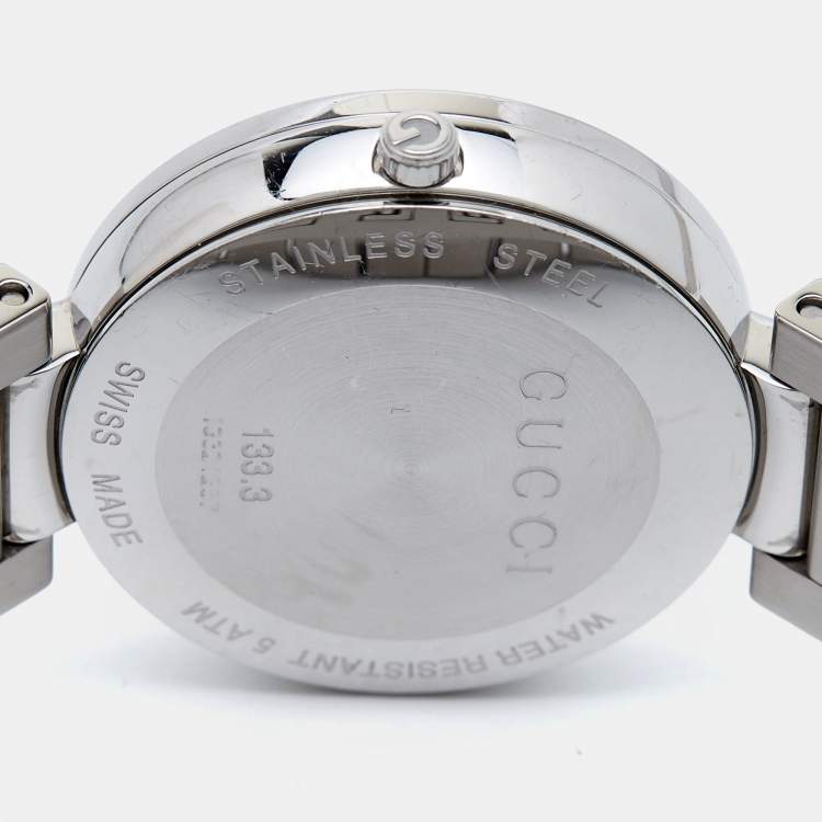 Pre Owned Gucci Black Stainless Steel Interlocking G YA133307 Women's Wristwatch 37 mm
