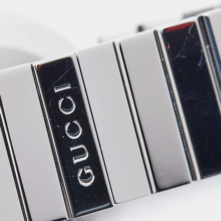 Pre Owned Gucci Black Stainless Steel Interlocking G YA133307 Women's Wristwatch 37 mm