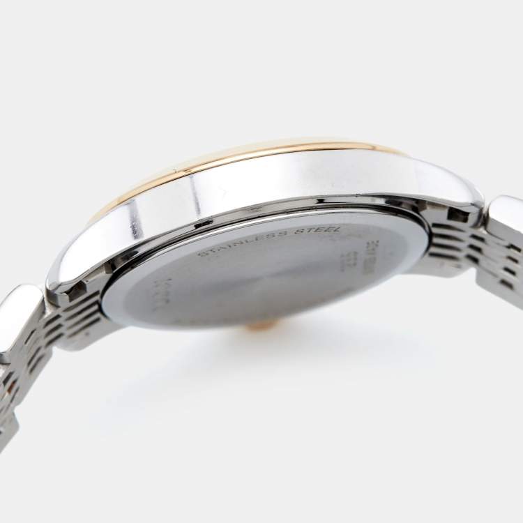 Pre Owned Gucci Black Two-Tone Stainless Steel G-Timeless YA126512 Women's Wristwatch 27 mm