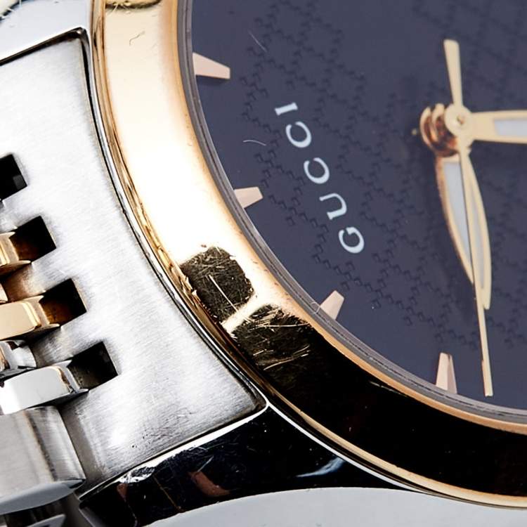 Pre Owned Gucci Black Two-Tone Stainless Steel G-Timeless YA126512 Women's Wristwatch 27 mm