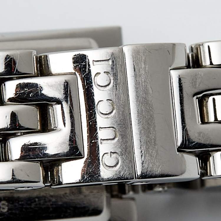 Pre Owned Gucci Mirror Brown Stainless Steel G-Frame YA127501 Women's Wristwatch 14 mm