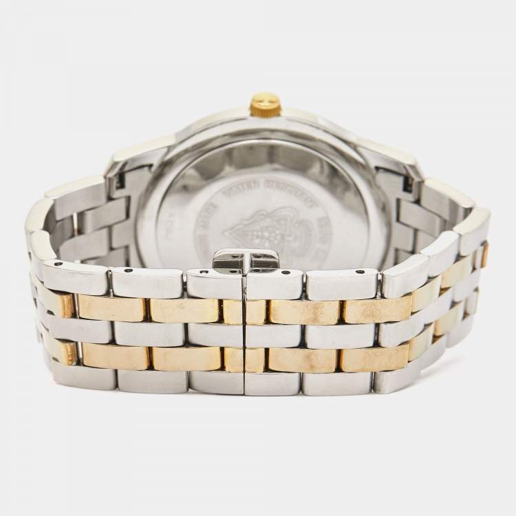 Pre Owned Gucci White Two Tone Stainless Steel 5500XL YA055216 Unisex Wristwatch 38 mm 