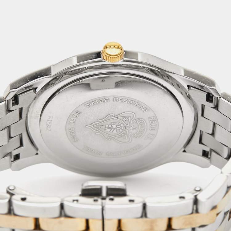 Pre Owned Gucci White Two Tone Stainless Steel 5500XL YA055216 Unisex Wristwatch 38 mm 
