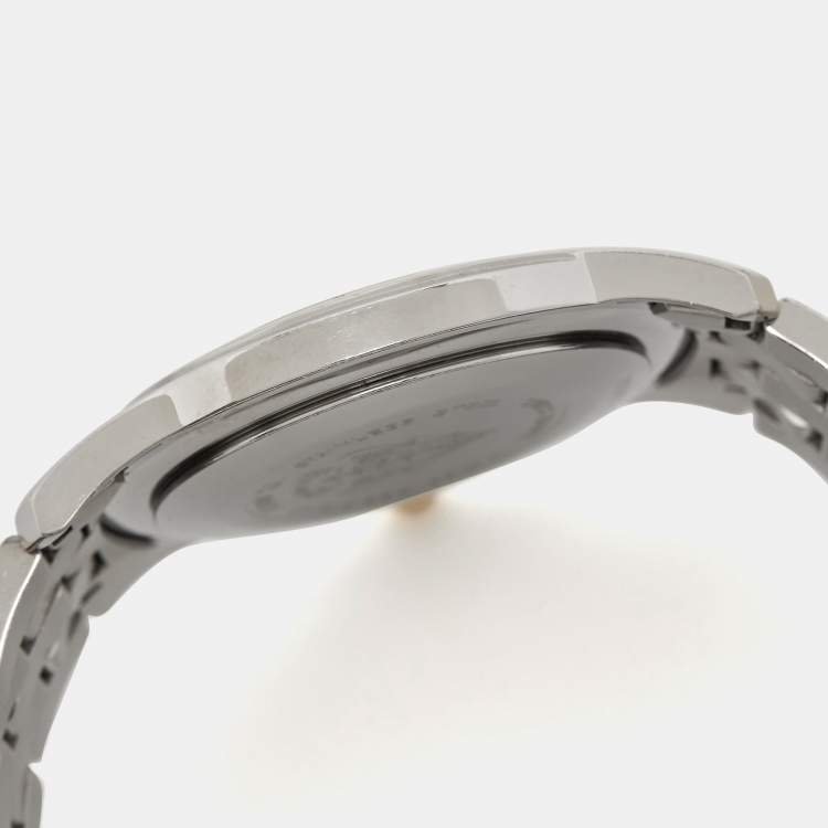 Pre Owned Gucci White Two Tone Stainless Steel 5500XL YA055216 Unisex Wristwatch 38 mm 