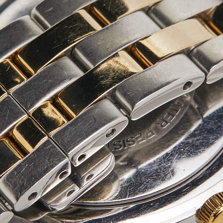 Pre Owned Gucci White Two Tone Stainless Steel 5500XL YA055216 Unisex Wristwatch 38 mm 